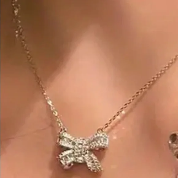 Silver Bow Pendant Necklace - Picture 2 of 4